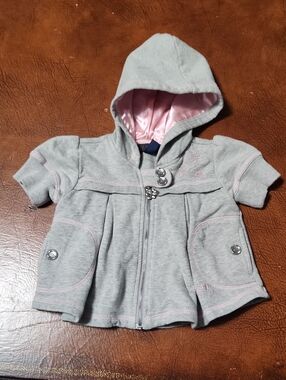Infant Girl's Dereon Gray Hooded Zip Jacket with Pink Satin Lining